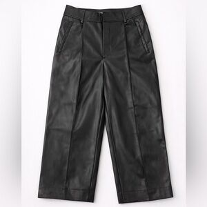 Black Faux Leather Wide-Leg Pants